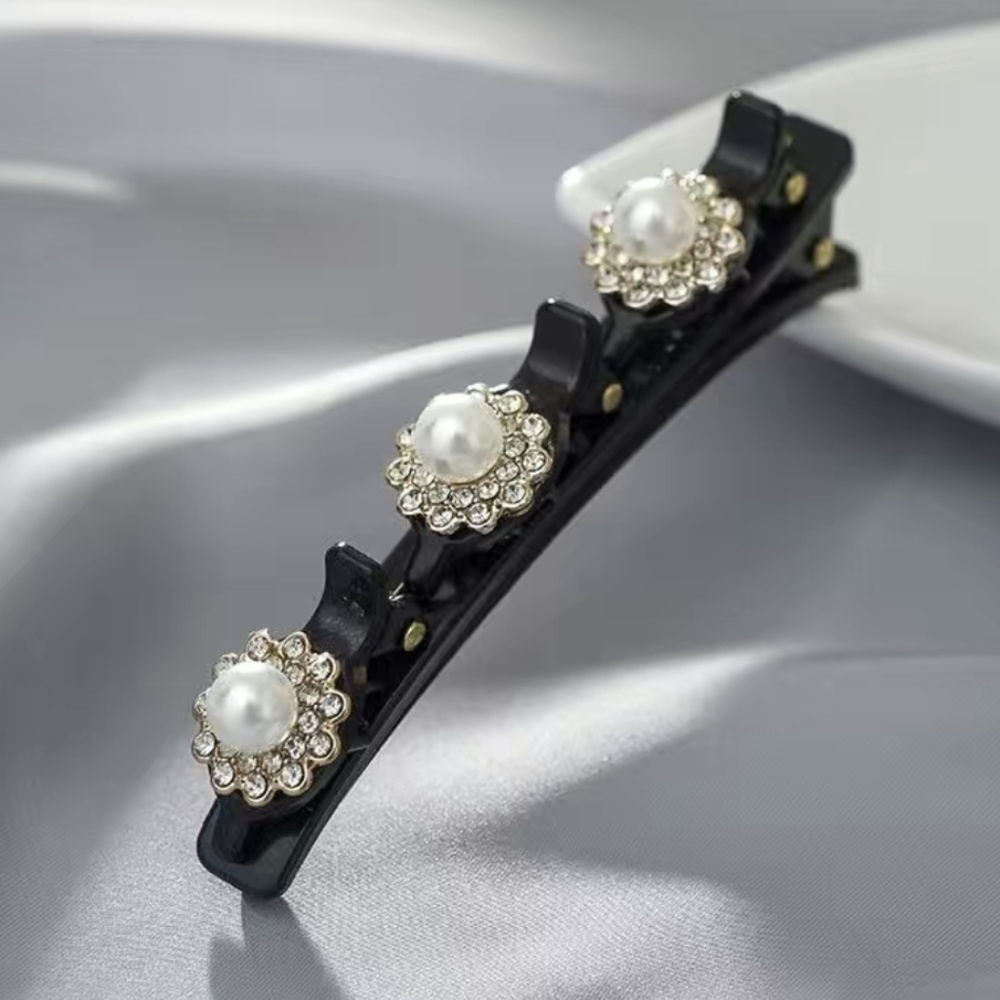 🔥 NWOT Hair Clip double layered allegator hair clip white pearl rhinestones